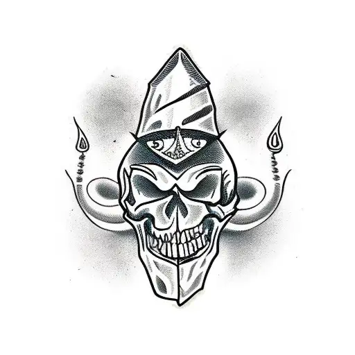 dagger stabbing snake, momento morí, skull tattoo design idea