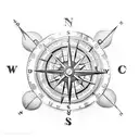 A voodoo child holding a compass and surrounded by basketballs tattoo design idea