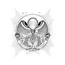 Alien playing an indie alternative guitar tattoo design idea