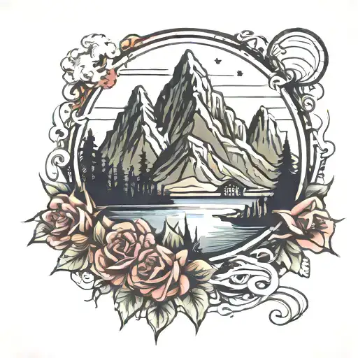 make it to midnight mountains tattoo design idea