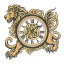 st George lion clock tattoo design idea