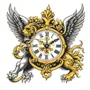 st George lion clock tattoo design idea