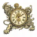 st George lion clock tattoo design idea