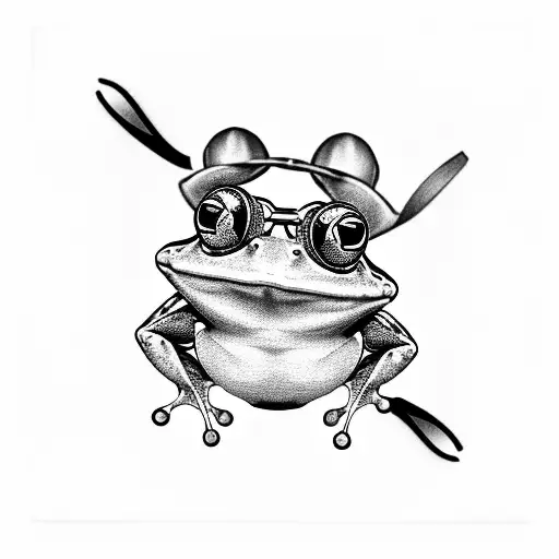 frog with glasses and poker cards tattoo design idea