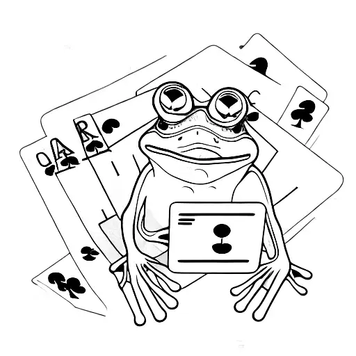 frog with glasses and poker cards tattoo design idea