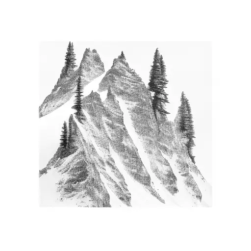 Photograph film strip winding around a mountain peak tattoo design idea