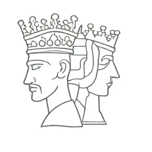 king and queen chess piece head only tattoo design idea