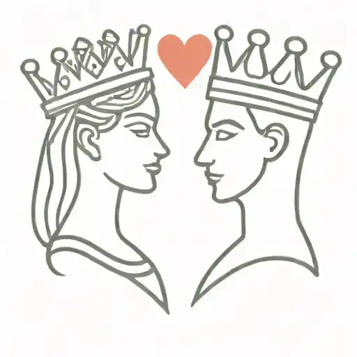 king and queen chess piece head tattoo with heart  tattoo design idea