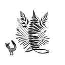 Sofi with ferns, cougar, a bird, and a dog tattoo design idea