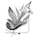 Sofi with ferns, cougar, a bird, and a dog tattoo design idea