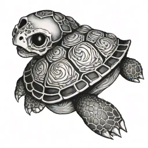 turtle with skull pancer tattoo design idea