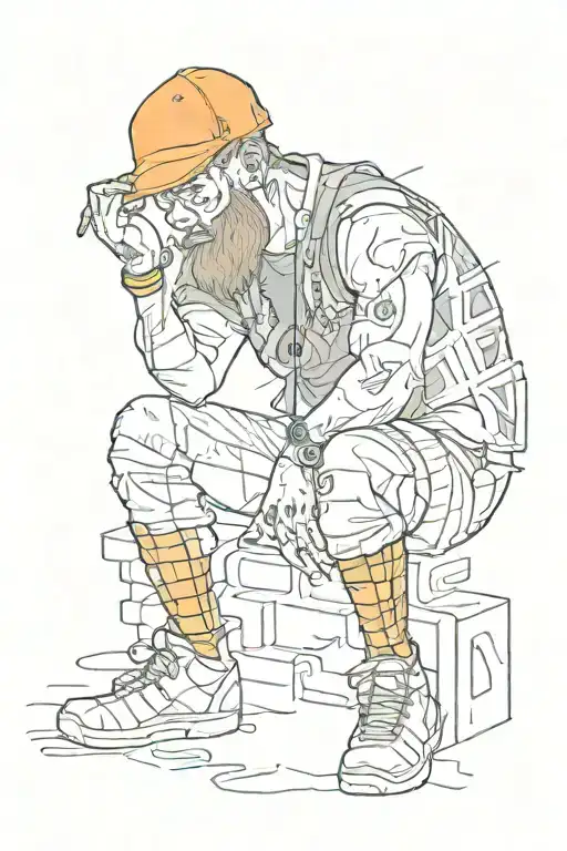 Dajokester in Big orange letters with caution tape woven around him tattoo design idea