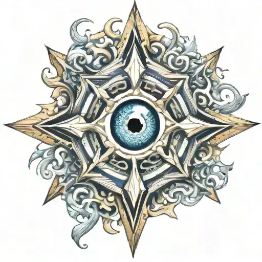 maltese cross evil eye symbol integrated tattoo design idea
