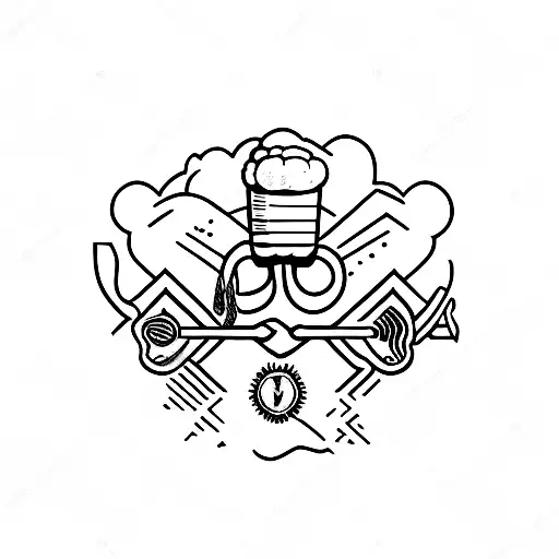 beer and cigar tattoo design idea