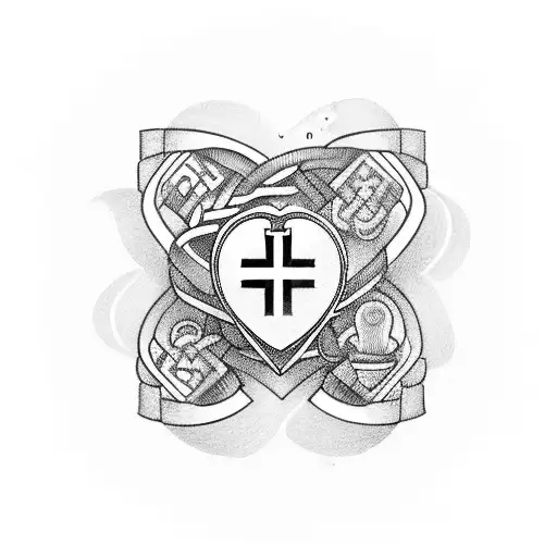 A paramedic symbol intertwined with a coffee cup and heart, symbolizing dedication to both your job and wife tattoo design idea