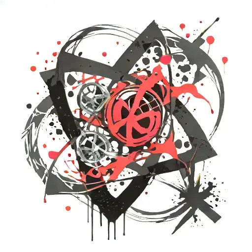 Iron atom and symbol Fe  tattoo design idea