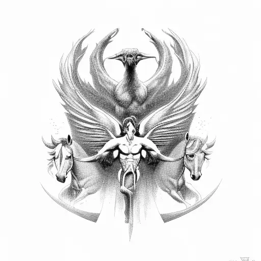 four horsemen of the apocalypse with a Pheonix  tattoo design idea