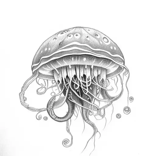 Jellyfish made out of a moon tattoo design idea