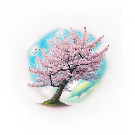 Cherry Blossom tree in space tattoo design idea