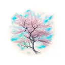 Cherry Blossom tree in space tattoo design idea