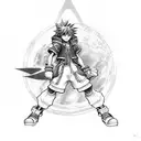 Sora from kingdom hearts in space tattoo design idea