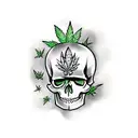 skull with weed tattoo design idea