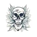 skull with weed tattoo design idea