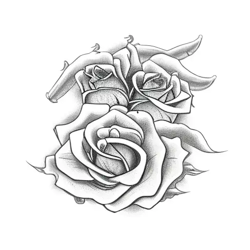 dragon wrapped around 3 roses tattoo design idea