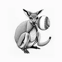 kangaroo with a cookie and baseball tattoo design idea
