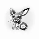 kangaroo with a cookie and baseball tattoo design idea