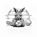 kangaroo with a cookie and baseball tattoo design idea
