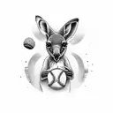 kangaroo with a cookie and baseball tattoo design idea