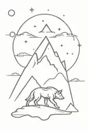 mountain, wolf, space, weather tattoo design idea