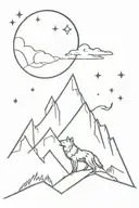 mountain, wolf, space, weather tattoo design idea
