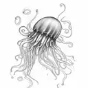 jellyfish moving down with long tentacles sized for forearm tattoo tattoo design idea
