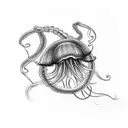 jellyfish moving down with long tentacles sized for forearm tattoo tattoo design idea