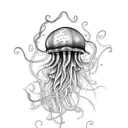 jellyfish moving down with long tentacles sized for forearm tattoo tattoo design idea