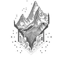 a leg sleeve that exposes a range of thoughts such as mountains, travel, oceans, family. tattoo design idea