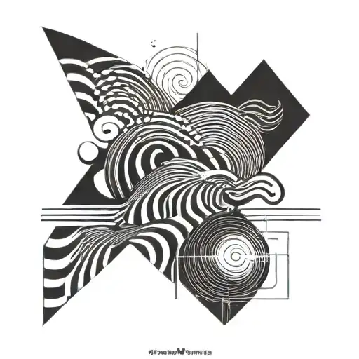 A tattoo design combining sound waves with geometric elements in a minimalist blackwork style tattoo design idea
