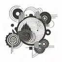 A tattoo design combining sound waves with geometric elements in a minimalist blackwork style tattoo design idea