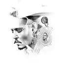 johnny depp collage tattoo design idea