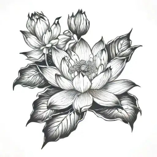 lotus flower  Japanese  tattoo design idea