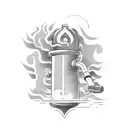 Smoke rising from a fire hydrant shaped like a musical symbol tattoo design idea