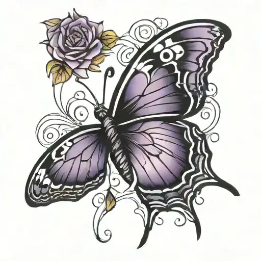 purple butterfly black contrast   tattoo design idea