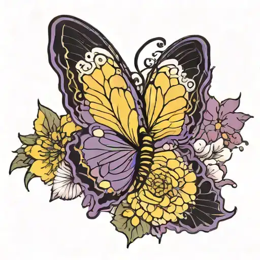 purple butterfly black contrast   tattoo design idea