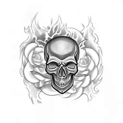 skull shackles fire tattoo design idea