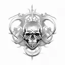 skull shackles fire tattoo design idea