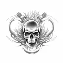 skull shackles fire tattoo design idea