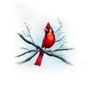 red cardinal on branch  tattoo design idea