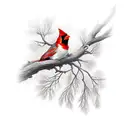 red cardinal on branch  tattoo design idea